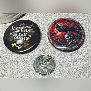 🐦‍⬛☠️Gothic Skull and Raven Pins/witch/goth/punk